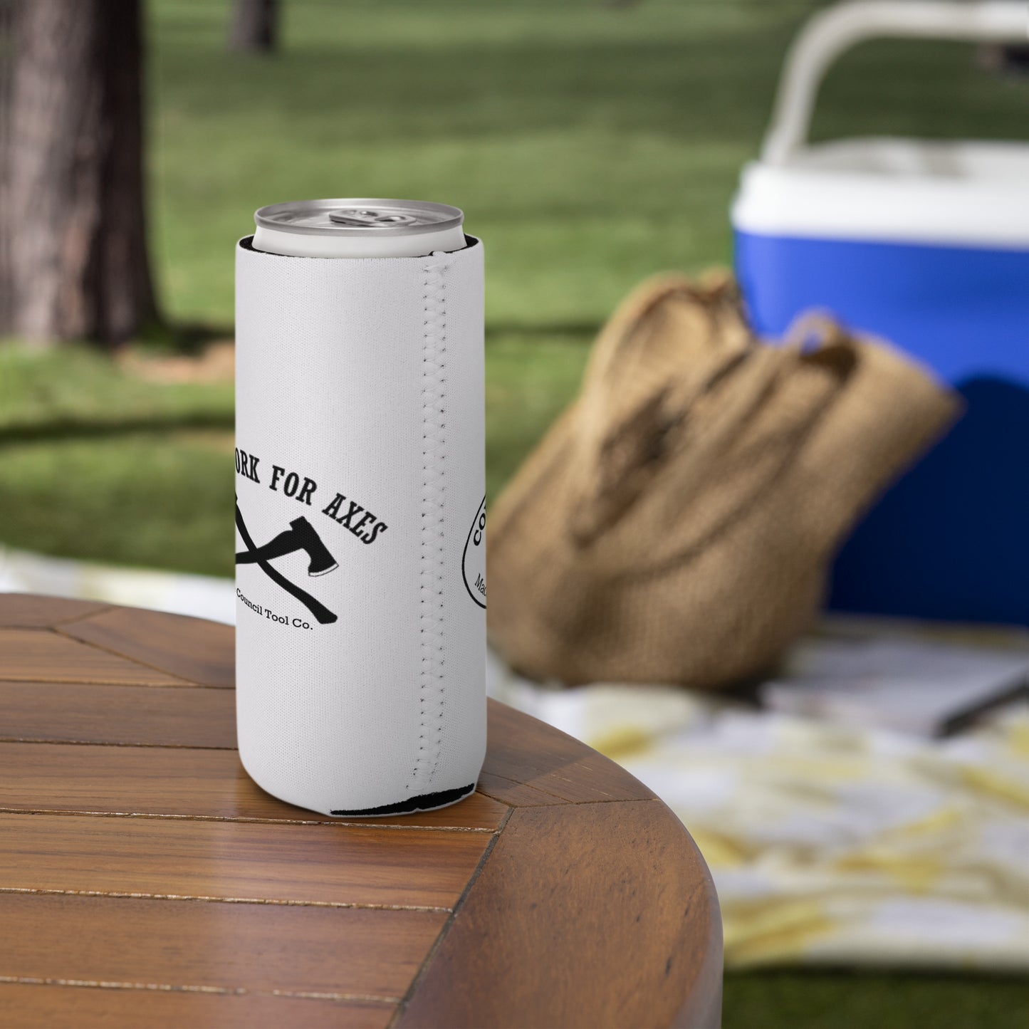 "Will Work for Axes" Can cooler
