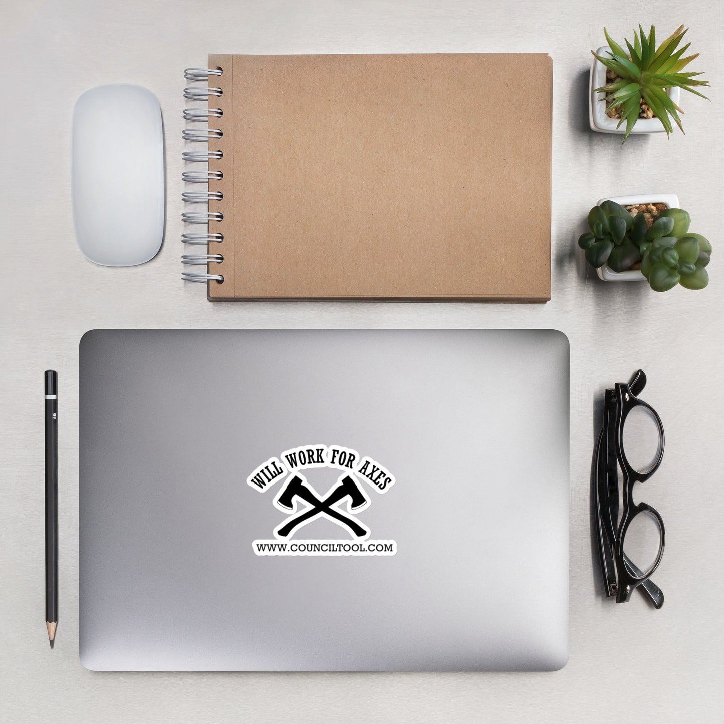 "Will Work for Axes" Bubble-free sticker