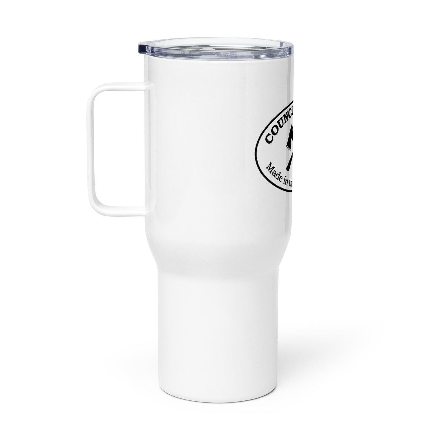 Travel mug with a handle